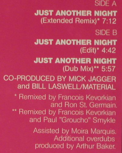 Jagger,Mick: Just Another Night*3, m-&sol;vg+, CBS (CBSA 12-4722), NL, 1985 Typ: 12" Best.-Nr.: V7862 Preis: 6,00 Euro.