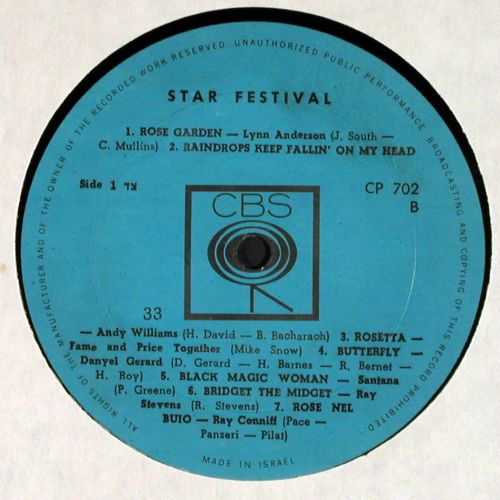 V.A.Star Festival: Chava Alberstein, Danny Golan..u.a., CBS, VG-/vg-(CP 702), Israel,  - LP - V7911 - 5,00 Euro