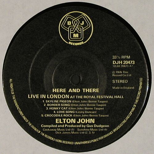 John,Elton: Here And There, Live London/N.Y., DJM(DJH 20473), UK, 1976 - LP - V7920 - 6,00 Euro