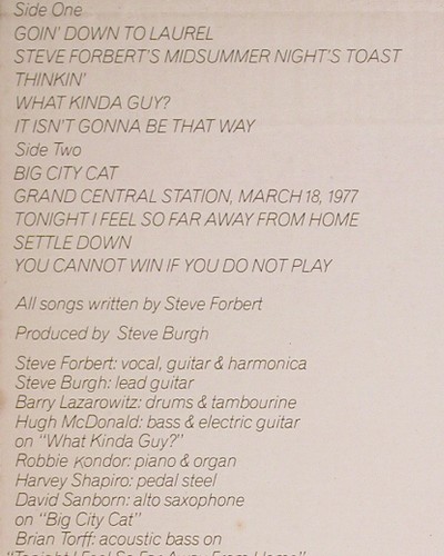 Forbert,Steve: Alive On Arrival, Epic (83803), NL, 1978 Typ: LP Best.-Nr.: X9328 Preis: 3,00 Euro.