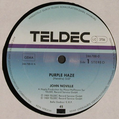 Noville,John: Purple Haze*2, Teldec (246 788-0 AE), D, 1989 Typ: 12" Best.-Nr.: X9929 Preis: 2,00 Euro.