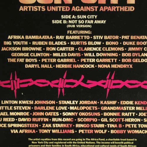 Artists United Against Apartheid: Sun City &sol; Not so  far away (dub), Manhattan (20 0927 6), D, 1985 Typ: 12" Best.-Nr.: Y1272 Preis: 3,00 Euro.