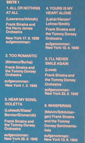 Sinatra,Frank: The Young,Orign. Aufnahmen 1939-42, Historia (H-624), D, 1970 Typ: LP Best.-Nr.: Y350 Preis: 6,00 Euro.