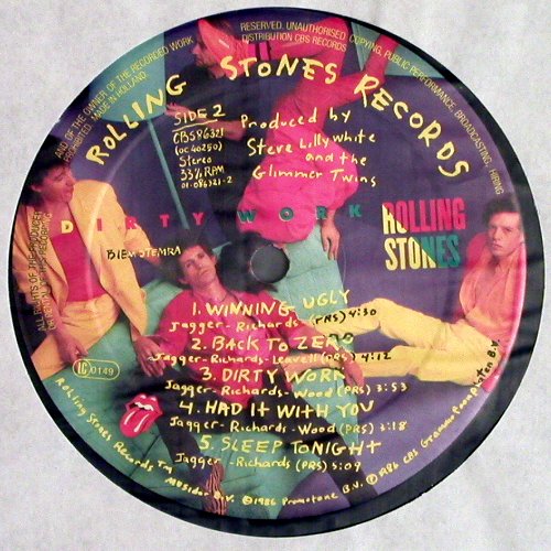 Rolling Stones: Dirty Work, CBS (CBS 86 321), NL, 1986 Typ: LP Best.-Nr.: Y5741 Preis: 7,50 Euro.