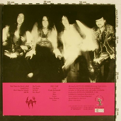 Botsuana Errrror: Bad Times For R'n'R, Snakefarm Records (001 LP), D, 1989 Typ: LP Best.-Nr.: V5886 Preis: 7,50 Euro