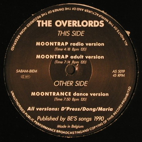 Overlords: Moontrap*3 (EBM), Antler Subway Records (AS 5019), B, 1990 Typ: 12" Best.-Nr.: V5929 Preis: 7,50 Euro