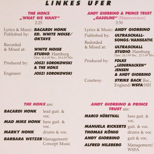 V.A.Elbground Vol.2: The Honx... Blue Storie, 4 Tr., Elbground & OK Radio (EG 002), D, 1989 Typ: 12" Best.-Nr.: V6198 Preis: 5,00 Euro.