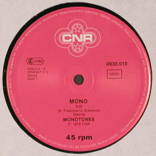 Monotones: Mono 6:02 &sol; Monotone Music, CNR (0930.010), D, 1979 Typ: 12" Best.-Nr.: V6682 Preis: 5,00 Euro.