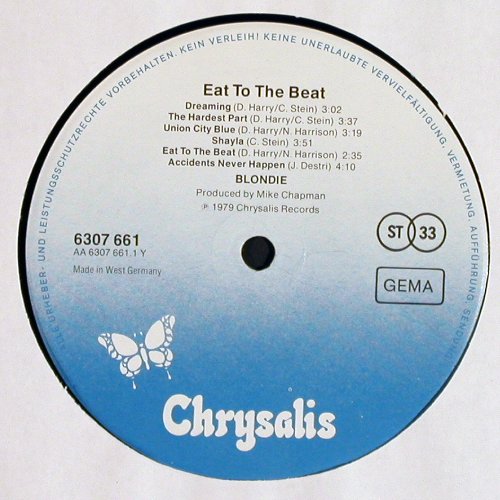 Blondie: Eat To The Beat, Chrysalis (6307 661), D, 1979 Typ: LP Best.-Nr.: V7047 Preis: 6,00 Euro.
