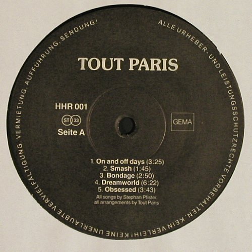 Tout Paris: Same, Huckleberry Home Rec. (HHR 001), D, 1989 Typ: LP Best.-Nr.: V7056 Preis: 9,00 Euro.