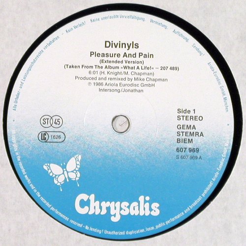 Divinyls: Pleasure & Pain*2 / Heart Telegraph, Chrysalis(607 969-213), D, 1985 - 12inch - V7104 - 4,00 Euro