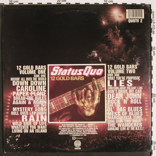 Status Quo: 12 Golden Bars Vol.2, Foc, m /vg+, Vertigo(QUOTV 2), NL, 1984 - LP - V4310 - 7,50 Euro
