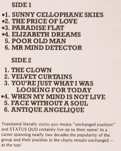 Status Quo: Same, m-/vg+ (1968-1970), Hallmark (HMA 260), UK, 1978 Typ: LP Best.-Nr.: V6603 Preis: 7,50 Euro.