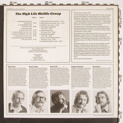 High Life Skiffle Group: Same, (Privat Press) (LP 33-708), D, 1974 Typ: LP Best.-Nr.: V2231 Preis: 9,00 Euro.