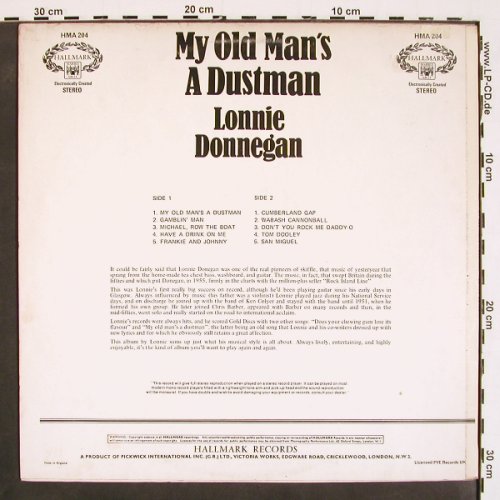 Donegan,Lonnie: My Old Man's A Dustman, vg+/m-, Hallmark (HMA 204), UK, 1973 Typ: LP Best.-Nr.: V4534 Preis: 6,00 Euro