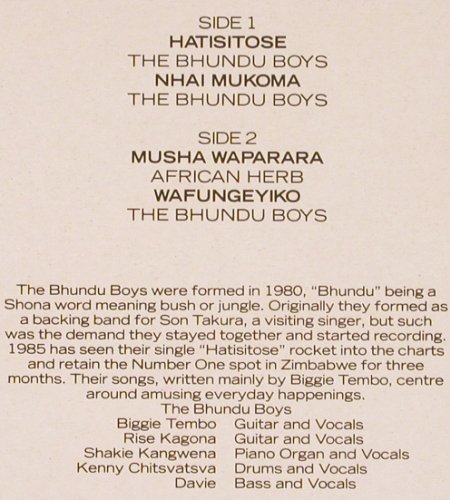 Bhundu Boys / African Herb: Same, 4Tr., Discafrique Records (DIS 1), UK, 1985 Typ: 12" Best.-Nr.: V4868 Preis: 9,00 Euro
