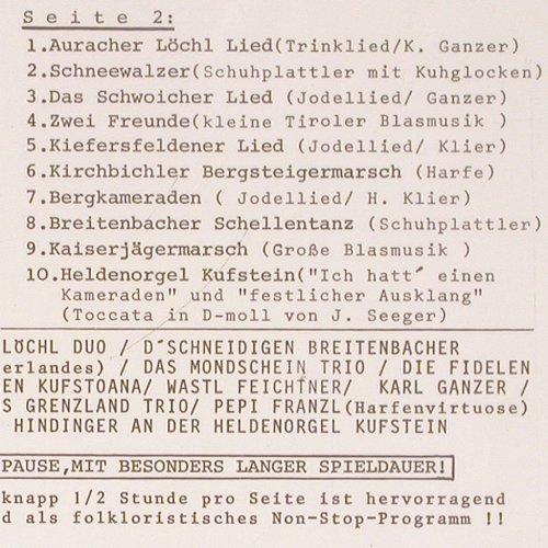 V.A.Tirol wie es singt u. lacht: Kufstein, Die Perle Tirols, Folge 1, KSK(KS 300), A,  - LP - V5124 - 7,50 Euro