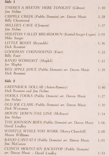 V.A.The Banjo Greats Vol.1: Jim Helms.. Clinch Mountain, instr., Joker(SM 3020), I, 1966 - LP - V5299 - 6,00 Euro