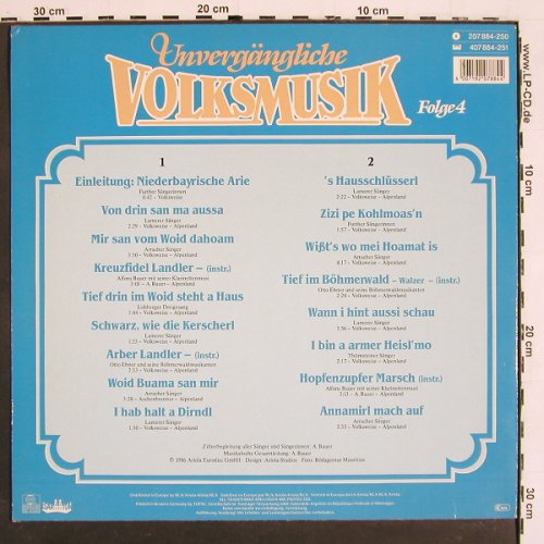 V.A.Unvergängliche Volksmusik: Folge 4, Aus dem Bayerischen Wald, Isar Ton Ariola(207 884-250), D, 1986 - LP - V5434 - 7,50 Euro