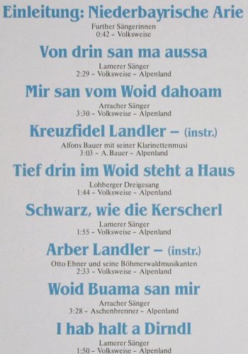 V.A.Unvergängliche Volksmusik: Folge 4, Aus dem Bayerischen Wald, Isar Ton Ariola(207 884-250), D, 1986 - LP - V5434 - 7,50 Euro
