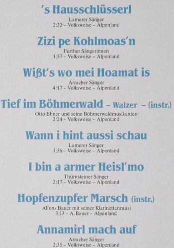 V.A.Unvergängliche Volksmusik: Folge 4, Aus dem Bayerischen Wald, Isar Ton Ariola(207 884-250), D, 1986 - LP - V5434 - 7,50 Euro