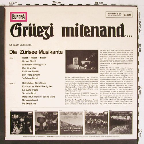 Zürisee-Musikante: Grezi miteinand..., Europa(E 306), D,  - LP - V5542 - 5,00 Euro
