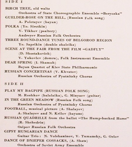 V.A.Russian Folk: Musical Instruments, Melodia(C 01747-8), UDSSR,  - LP - V5781 - 7,50 Euro