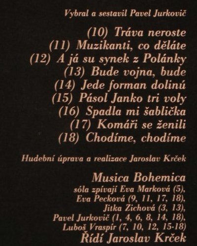 Musica Bohemica - Jaroslav Krcek: Citankove lidove pisne z Moravy, Supraphon(1117 2718 G), CZ, 1980 - LP - V5984 - 7,50 Euro