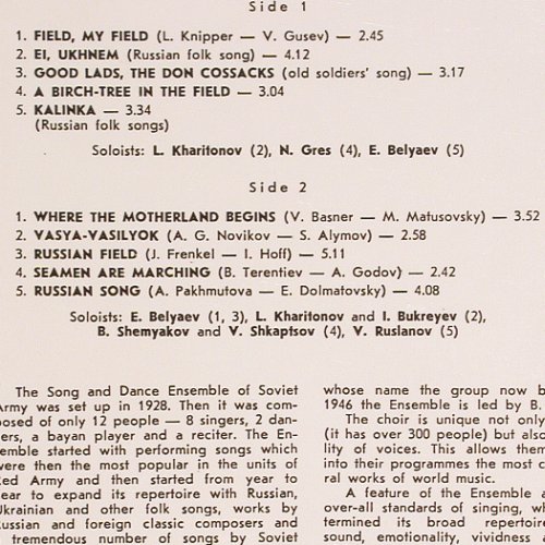 Alexandrov Song and Dance Ensemble: o.t.Soviet Army - Boris Alexandrov, Melodia (C90-05661-008), USSR'74, 1982 Typ: LP Best.-Nr.: V6162 Preis: 7,50 Euro.