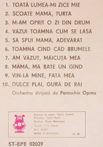 Ciobanu,Maria si Liliana: Same, Electrecord (ST-EPE 02029), RO, 1977 Typ: LP Best.-Nr.: V6516 Preis: 12,50 Euro.