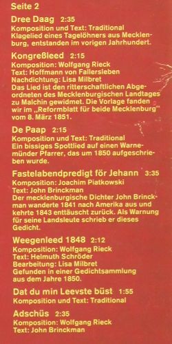 Piatkowski & Rieck: Plattdeutsche Lieder, signiert, Amiga (8 45 242), DDR, 1983 Typ: LP Best.-Nr.: V7575 Preis: 9,00 Euro.