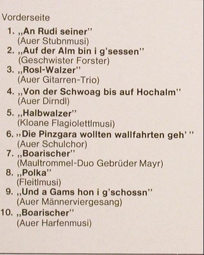 V.A.So Singan s' und Spuin s': In Au vorm Gebirg, Academica (VA8341), D Typ: LP Best.-Nr.: Y223 Preis: 9,00 Euro.