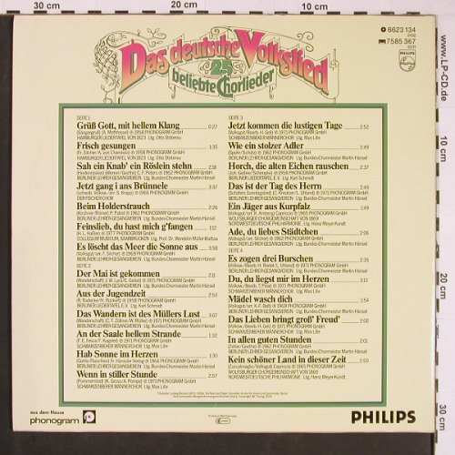 V.A.Das deutsche Volkslied: 25 beliebte Chorlieder, Folge 1, Philips (6623 134), D, Foc Typ: 2LP Best.-Nr.: Y372 Preis: 7,50 Euro.