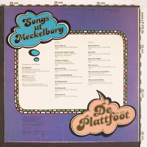 De Plattf&ouml;&ouml;s: Songs ut Meckelb&ouml;rg, Amiga (8 56 052), DDR, 1985 Typ: LP Best.-Nr.: Y4532 Preis: 6,00 Euro.