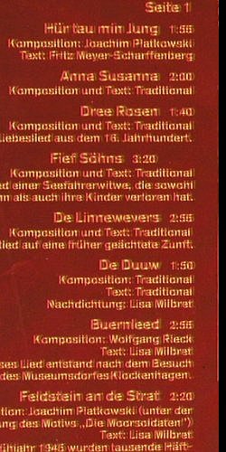 Piatkowski & Rieck: Plattdeutsche Lieder, Amiga (8 45 242), DDR, 1983 Typ: LP Best.-Nr.: Y5268 Preis: 7,50 Euro.