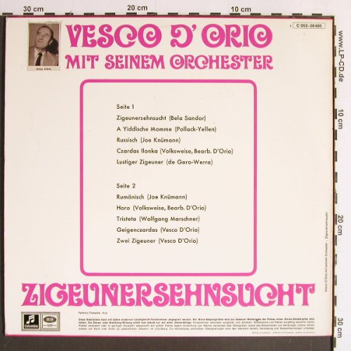 D'Orio,Vesco  mit seinem Orchester: Zigeunersehnsucht, EMI Columbia (C 052-28 405), D, stoc Typ: LP Best.-Nr.: Y6485 Preis: 7,50 Euro.