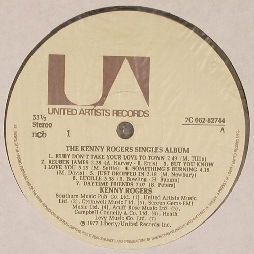 Rogers,Kenny: Singles Album, UA (7C 062-82744), S, 1977 Typ: LP Best.-Nr.: V4500 Preis: 5,00 Euro