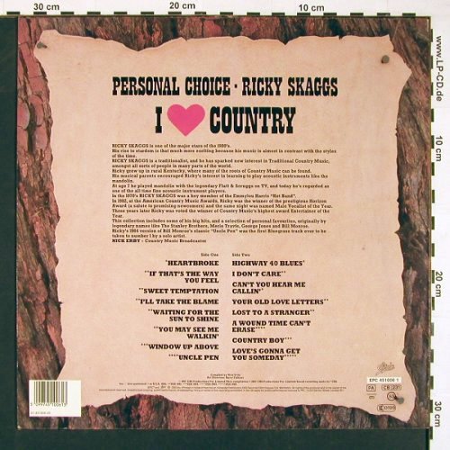 Skaggs,Ricky: Personal Choice, Epic(EPC 451006), NL, 1987 - LP - V5251 - 6,00 Euro