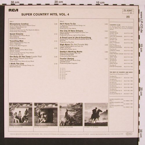 V.A.Super Country Hits Vol.4: Charlie Pride... Lester Flatt, 12Tr, RCA(CL 42847), D, 1979 - LP - V5384 - 5,00 Euro