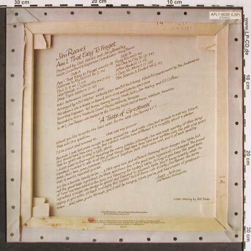 Reeves,Jim: Am I That Easy To Forget, RCA(APL 1-0039), D, 1973 - LP - V5483 - 7,50 Euro