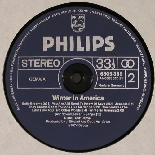Ashdown,Doug: Winter in America, Philips (6305 368), D, 1974 Typ: LP Best.-Nr.: V6932 Preis: 7,50 Euro.