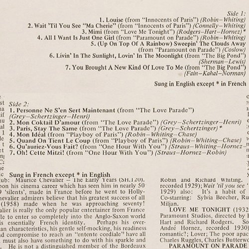 Chevalier,Maurice: Sings His Early Movie Hits(1929-32), WRC / EMI, Mono(SH 156), UK,  - LP - V5833 - 9,00 Euro