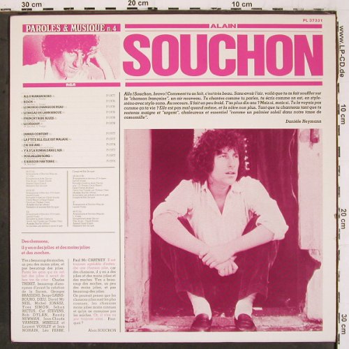 Souchon,Alain: Paroles & Musique n.4, RCA (PL 37331), F, 1979 Typ: LP Best.-Nr.: V6595 Preis: 7,50 Euro.
