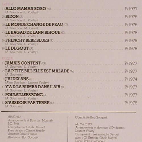 Souchon,Alain: Paroles & Musique n.4, RCA (PL 37331), F, 1979 Typ: LP Best.-Nr.: V6595 Preis: 7,50 Euro.