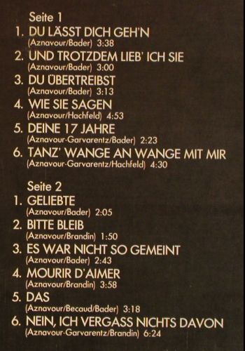 Aznavour,Charles: singt deutsch 2, Barclay (BLP 16.055), D, 1974 Typ: LP Best.-Nr.: V7766 Preis: 7,50 Euro.
