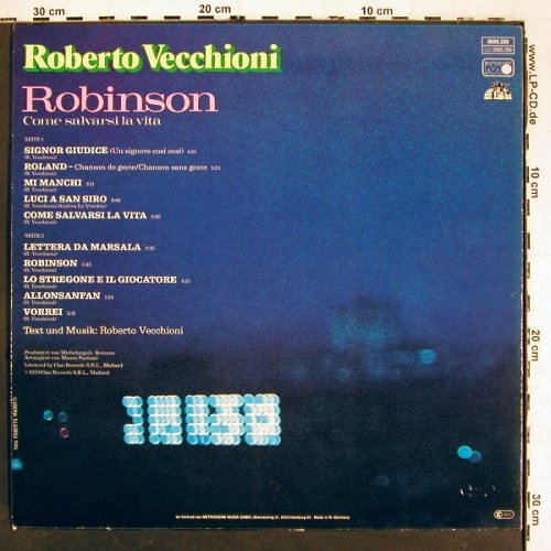 Vecchioni,Roberto: Robinson, Metronome (0060.289), D, 1979 Typ: LP Best.-Nr.: V6024 Preis: 6,00 Euro