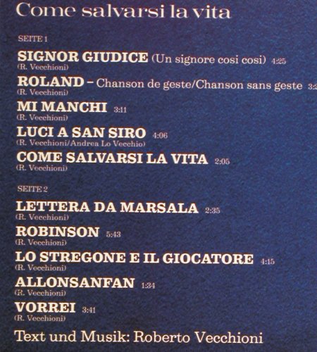Vecchioni,Roberto: Robinson, Metronome (0060.289), D, 1979 Typ: LP Best.-Nr.: V6024 Preis: 6,00 Euro