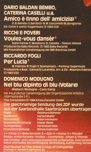 V.A.Buona Sera Italia: Domenico Modugno, T.Cutugno,Fogli.., Ariola(206 160-502), D, 1984 - LP - V6758 - 4,00 Euro