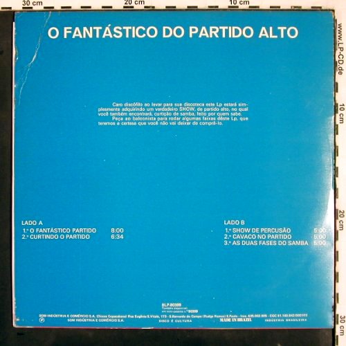 Partido Alto: O Fantastico do, 5Tr.  m /vg+, Beverly(BLP-80399), Brasil, 1981 - LP - V3260 - 5,00 Euro