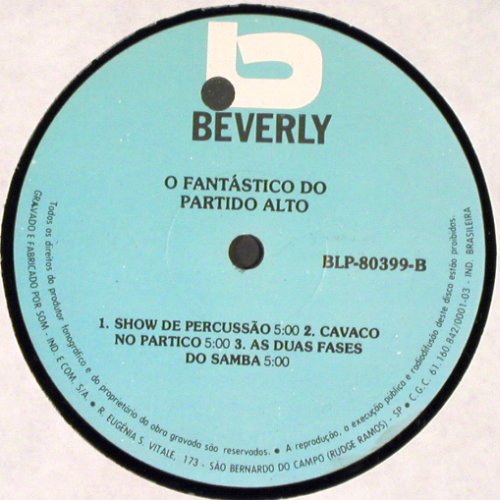 Partido Alto: O Fantastico do, 5Tr.  m /vg+, Beverly(BLP-80399), Brasil, 1981 - LP - V3260 - 5,00 Euro